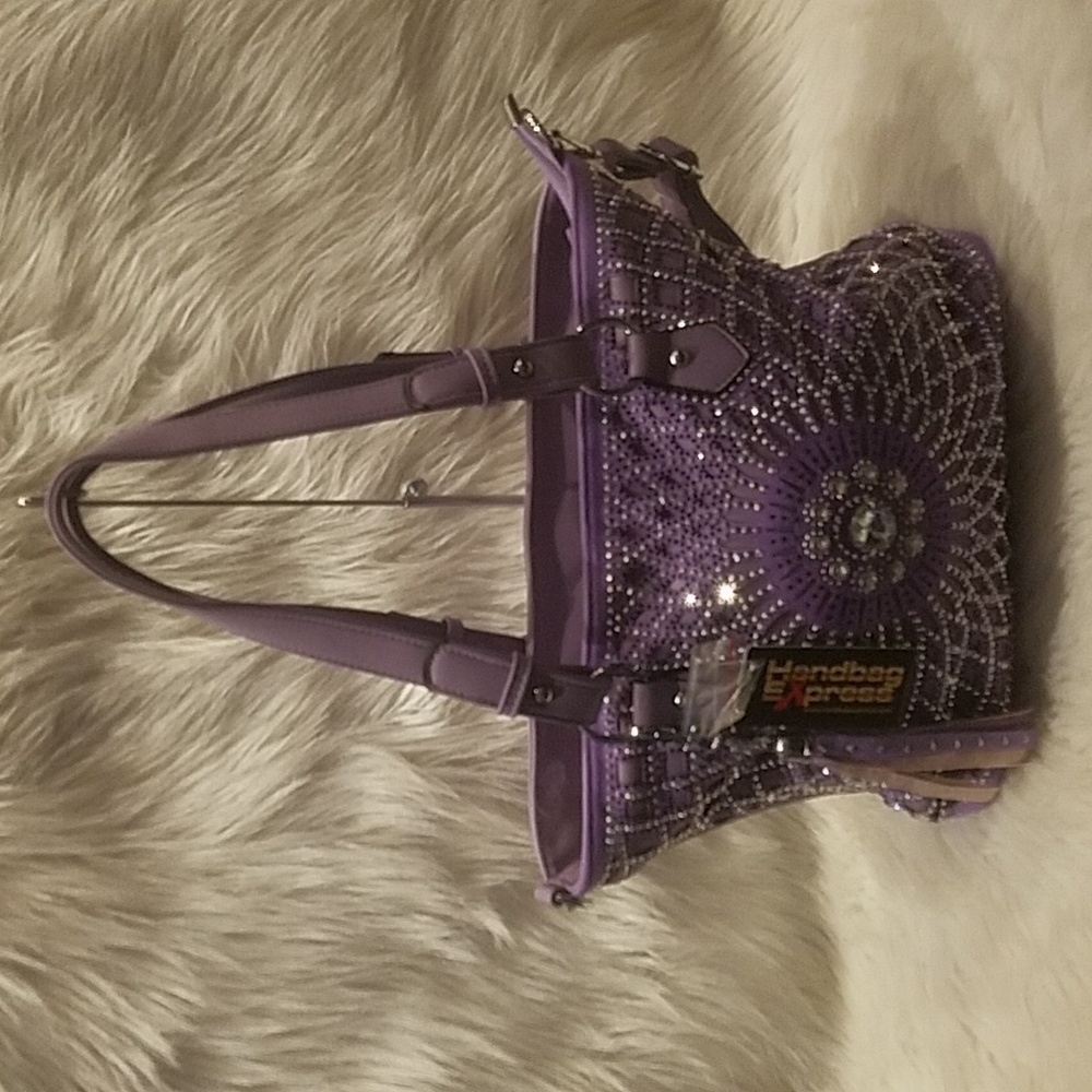 HANDBAG EXPRESS LAVENDER RHINESTONE SUNBURST TOTE